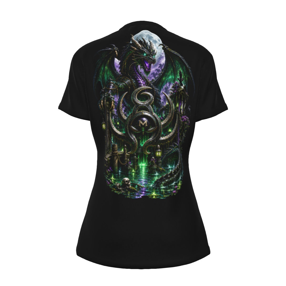 LKWP Emerald Moon Dragon Women’s Cotton T-Shirt – Life Knowledge Wisdom Power