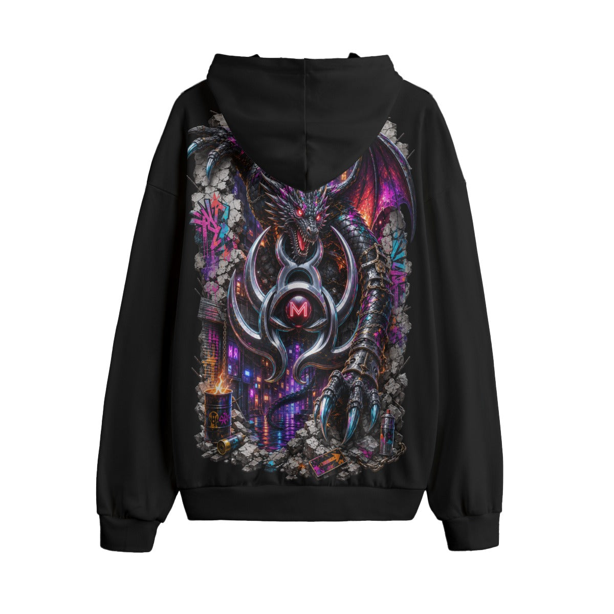 LKWP Neon Cyber Dragon Hacci Fleece Hoodie – Life Knowledge Wisdom Power