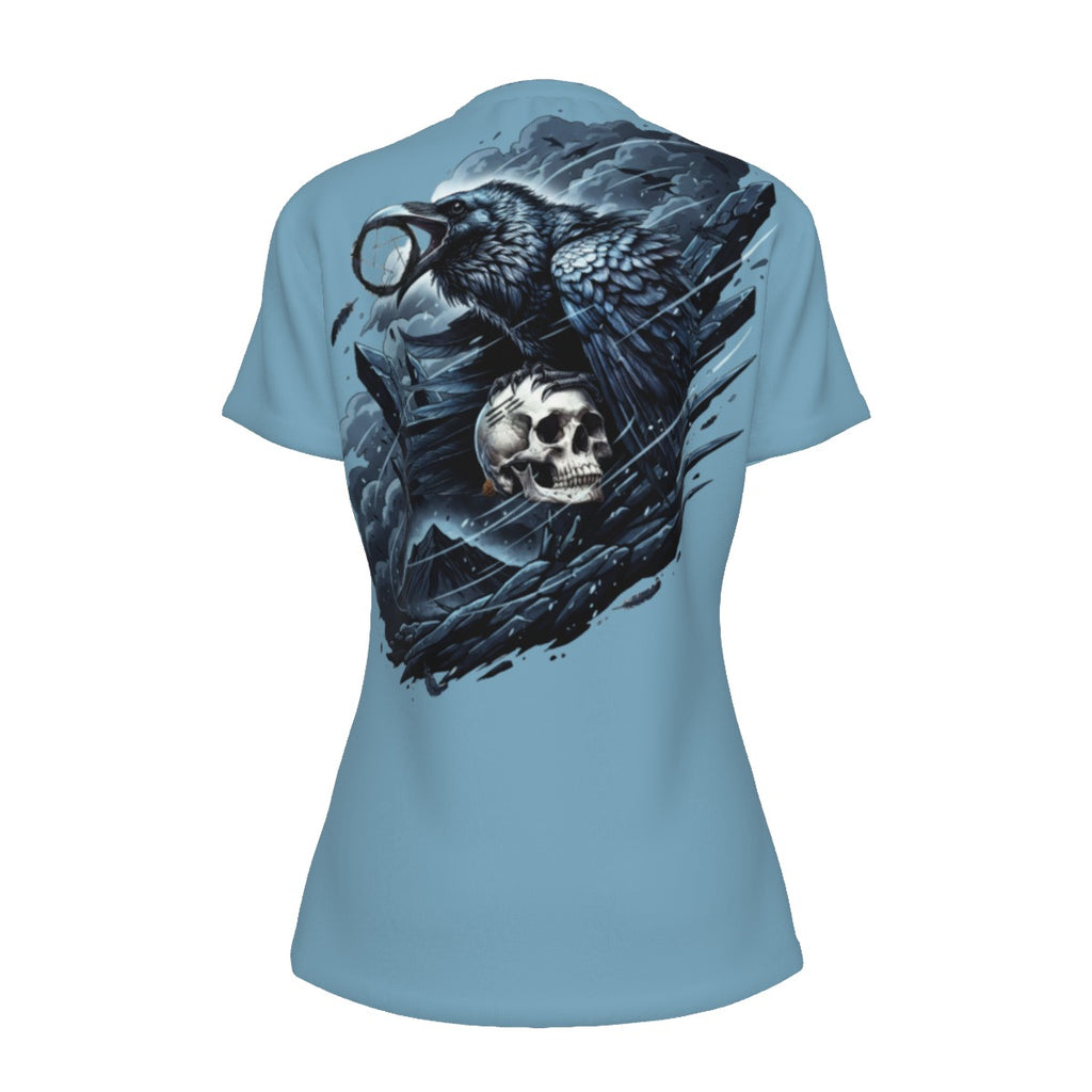 Frostbound Skull and Crow LKWP Women’s Cotton T-Shirt