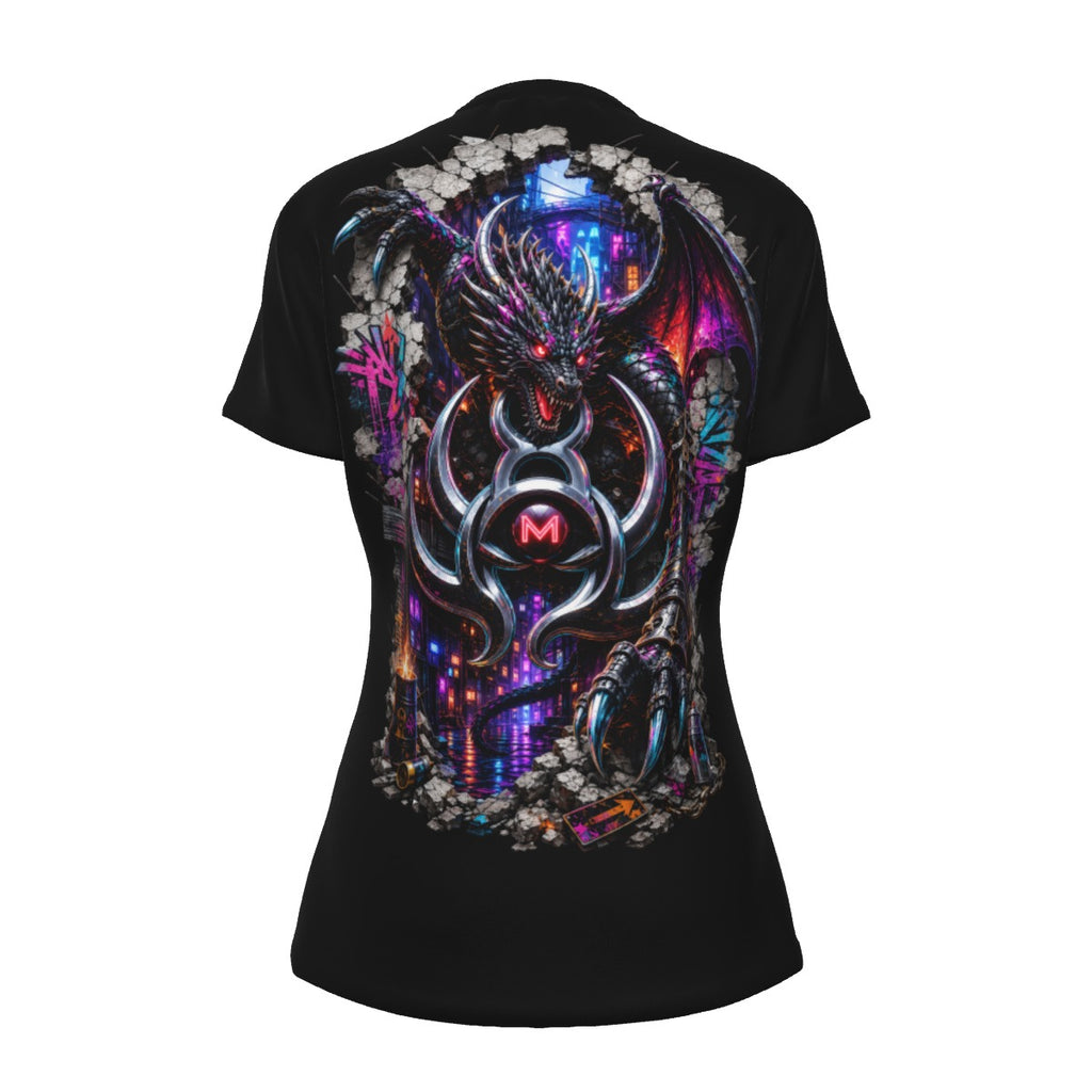 LKWP Neon Cyber Dragon Women’s Cotton T-Shirt – Life Knowledge Wisdom Power