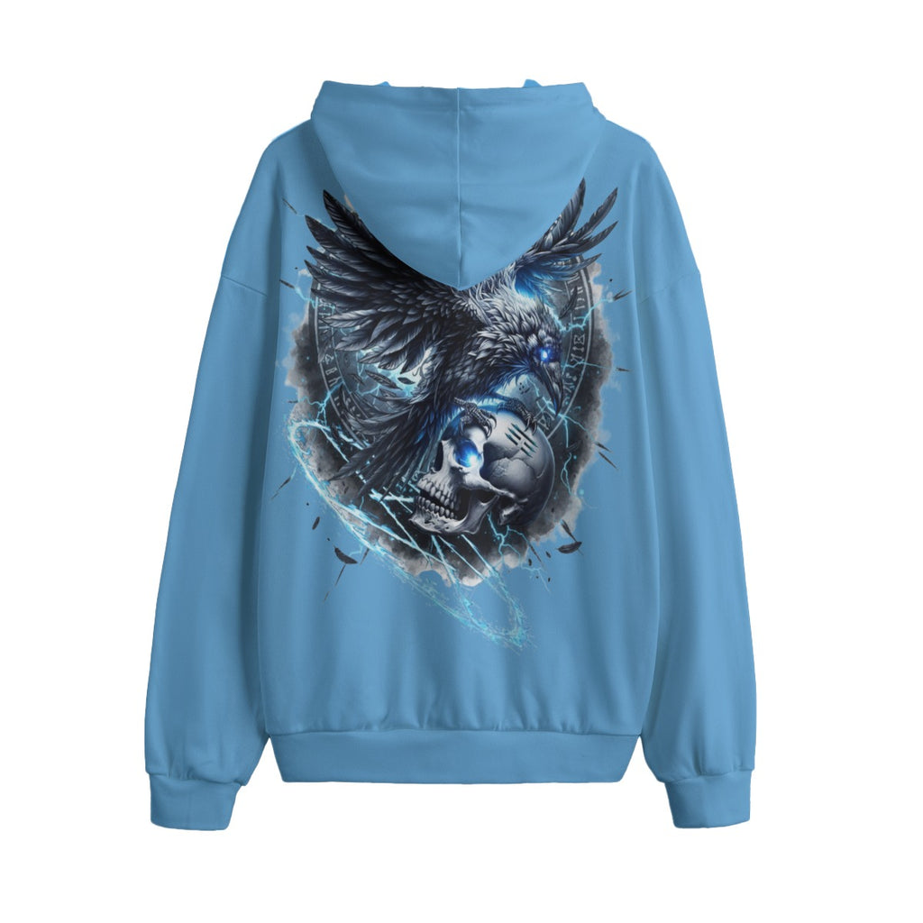 Electric Raven Skull and Crow LKWP Hacci Fleece Hoodie