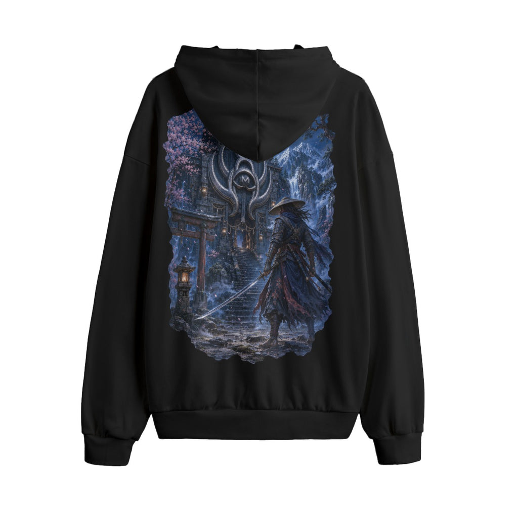 LKWP Moonlit Samurai Shrine Hacci Fleece Hoodie – Life Knowledge Wisdom Power