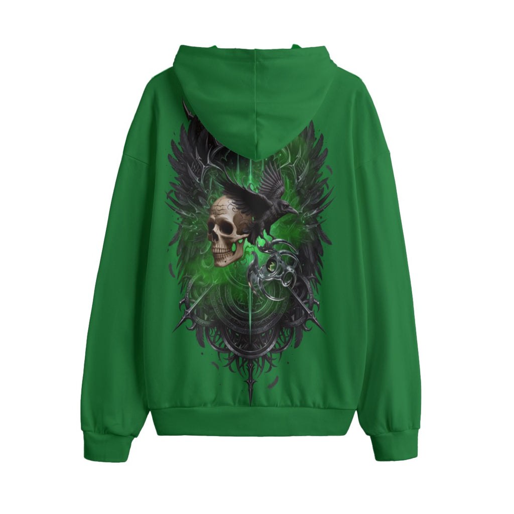 Emerald Omen Skull and Crow LKWP Hacci Fleece Hoodie