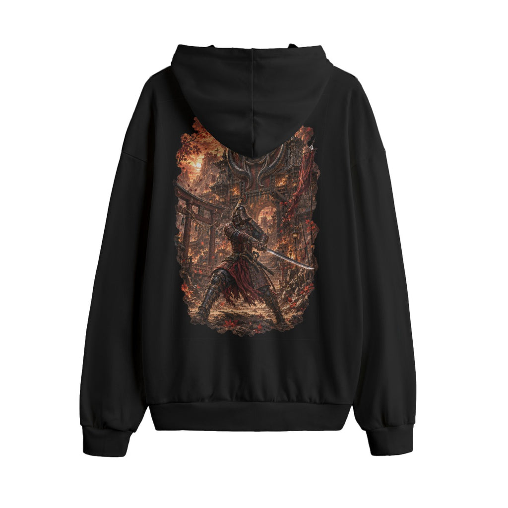 LKWP Burning Samurai Temple Hacci Fleece Hoodie – Life Knowledge Wisdom Power