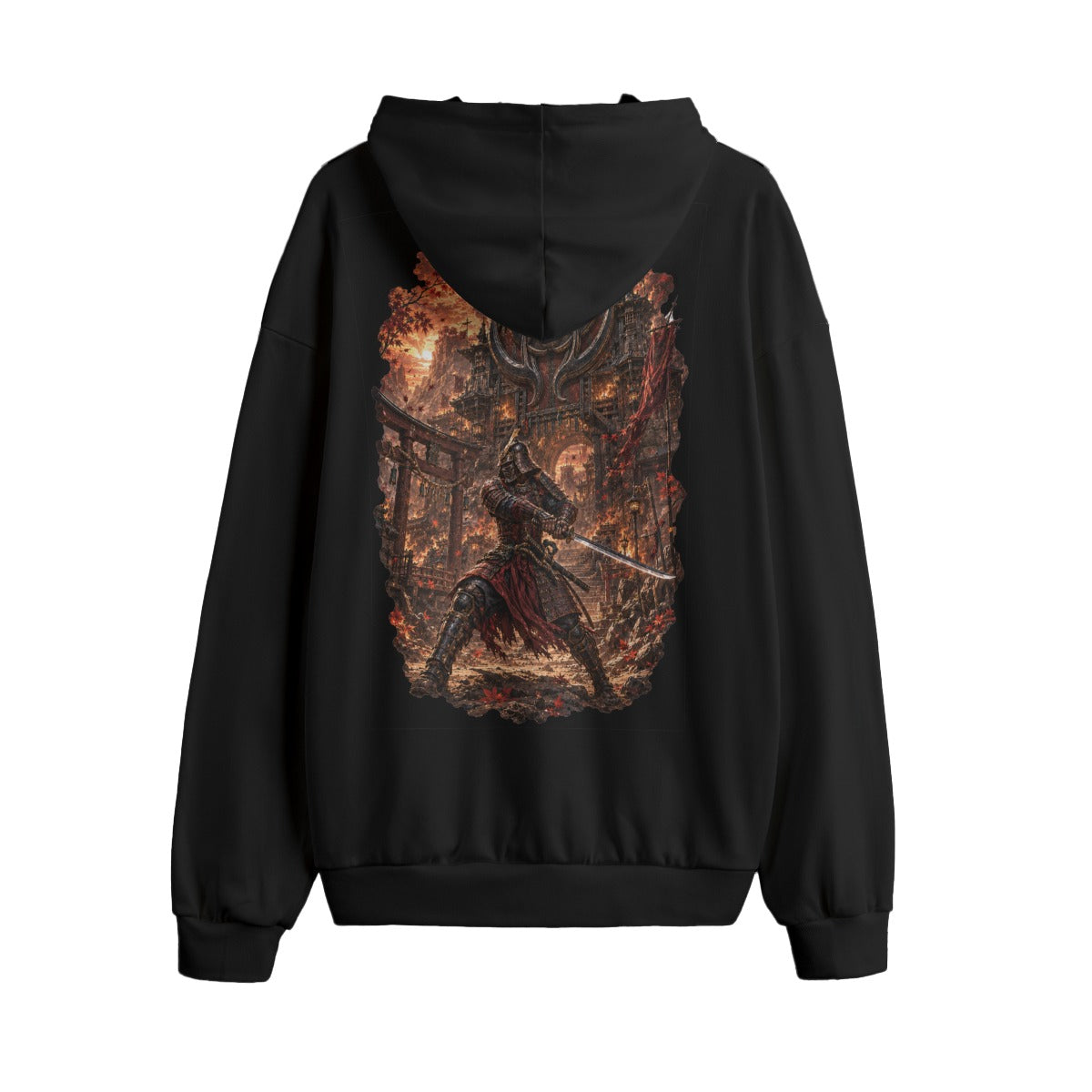 LKWP Burning Samurai Temple Hacci Fleece Hoodie – Life Knowledge Wisdom Power