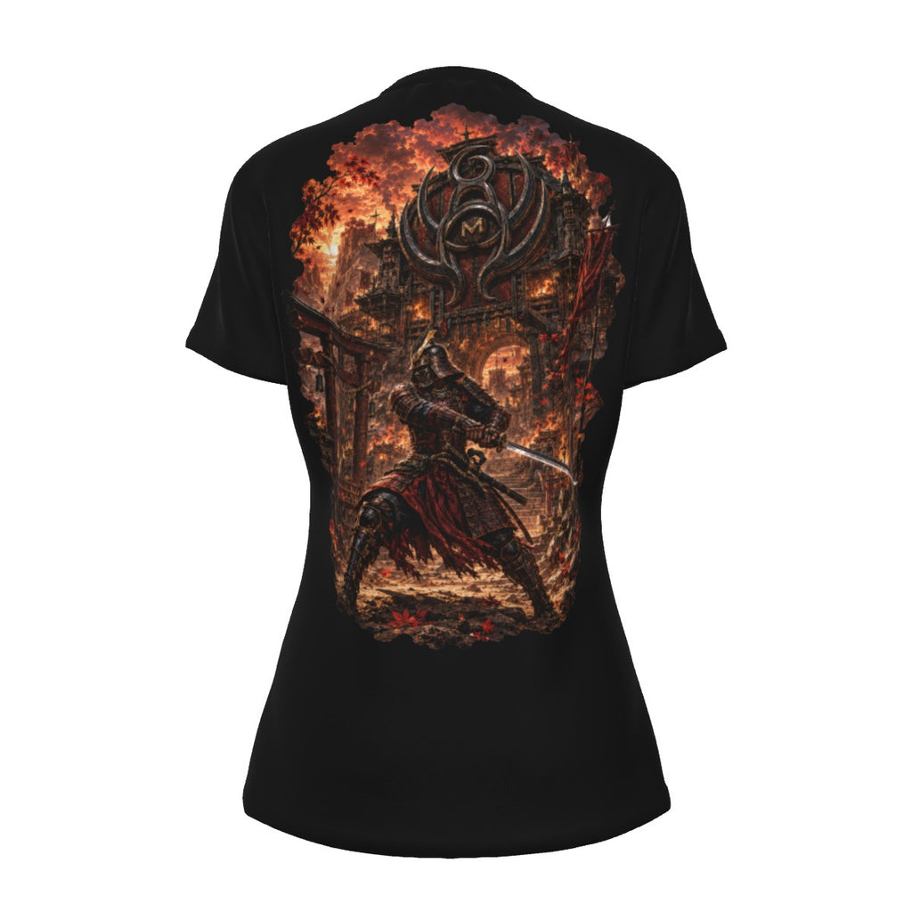 LKWP Burning Samurai Temple Women’s Cotton T-Shirt – Life Knowledge Wisdom Power