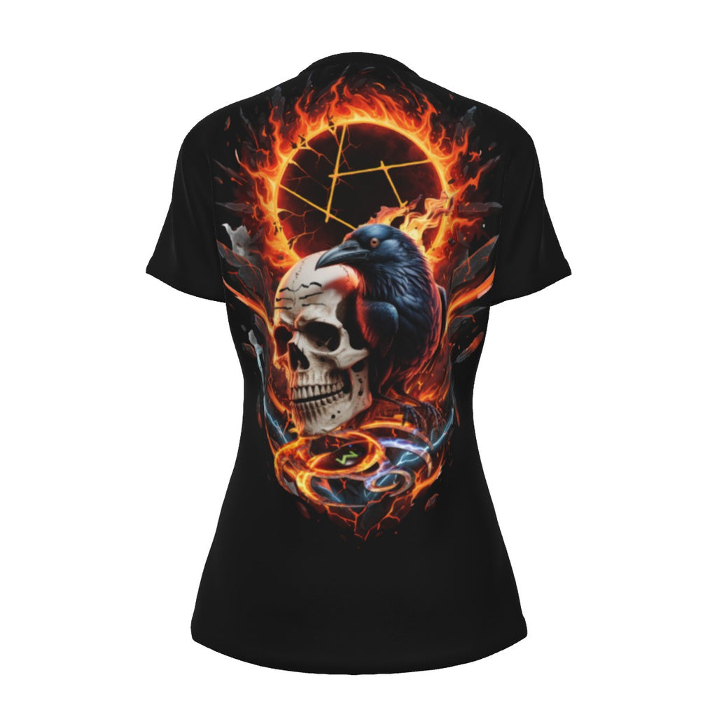 Inferno Eclipse Skull and Crow LKWP Women’s Cotton T-Shirt