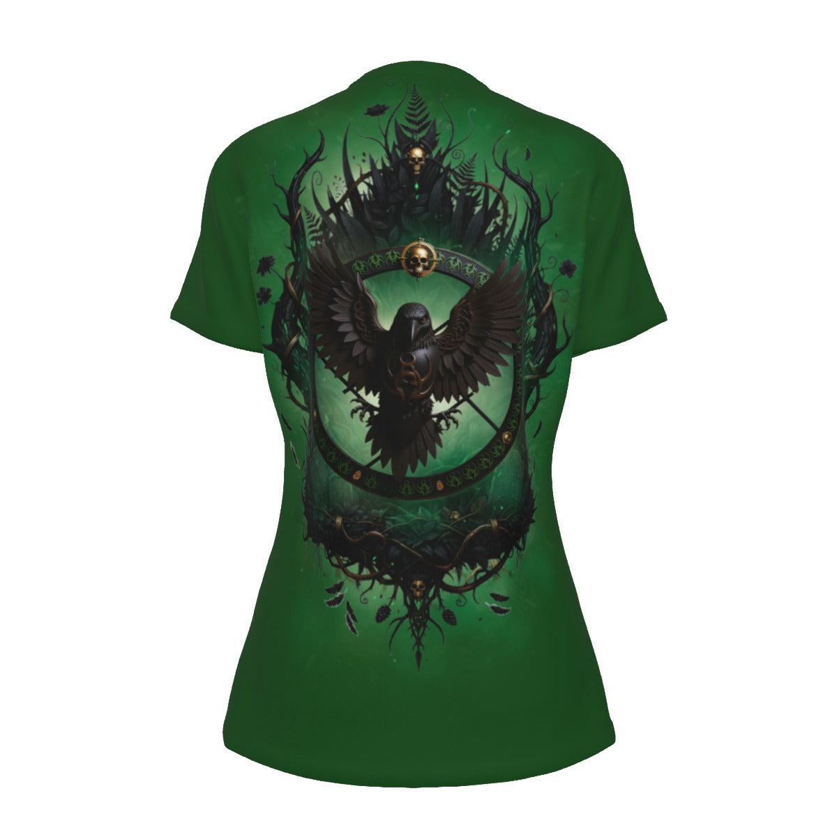 Emerald Omen Skull and Crow LKWP Women’s Cotton T-Shirt