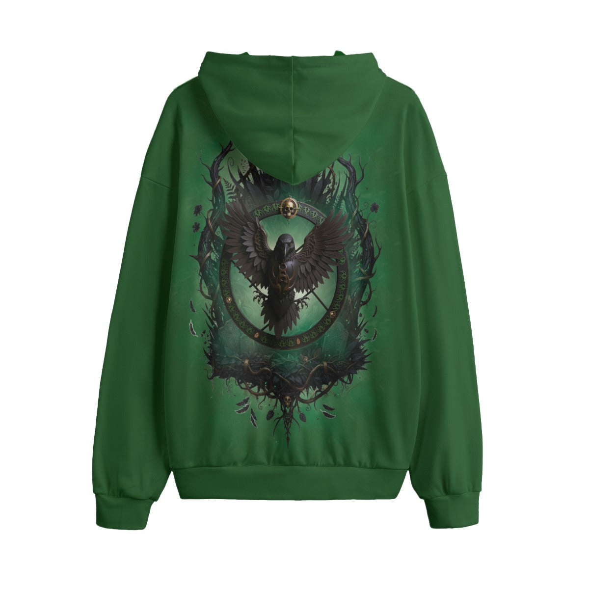 Emerald Omen Skull and Crow LKWP Hacci Fleece Hoodie