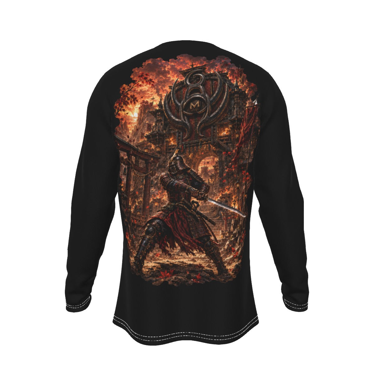 LKWP Burning Samurai Temple Long-Sleeve Shirt – Life Knowledge Wisdom Power