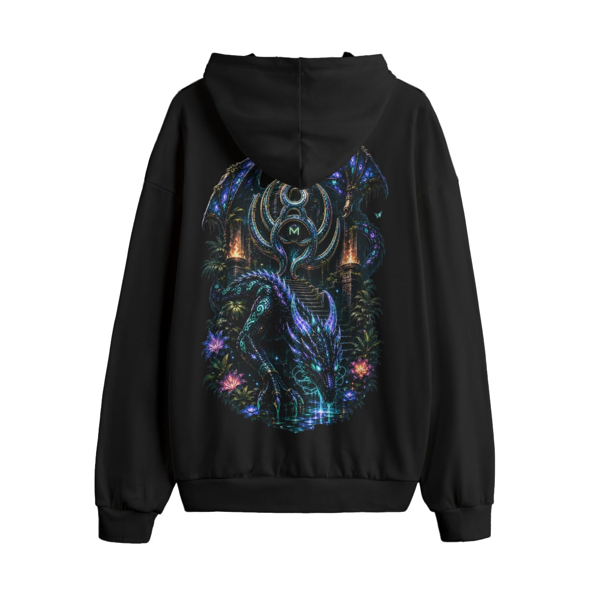 Celestial LKWP Neon Dragon Temple Hacci Fleece Hoodie – Life Knowledge Wisdom Power
