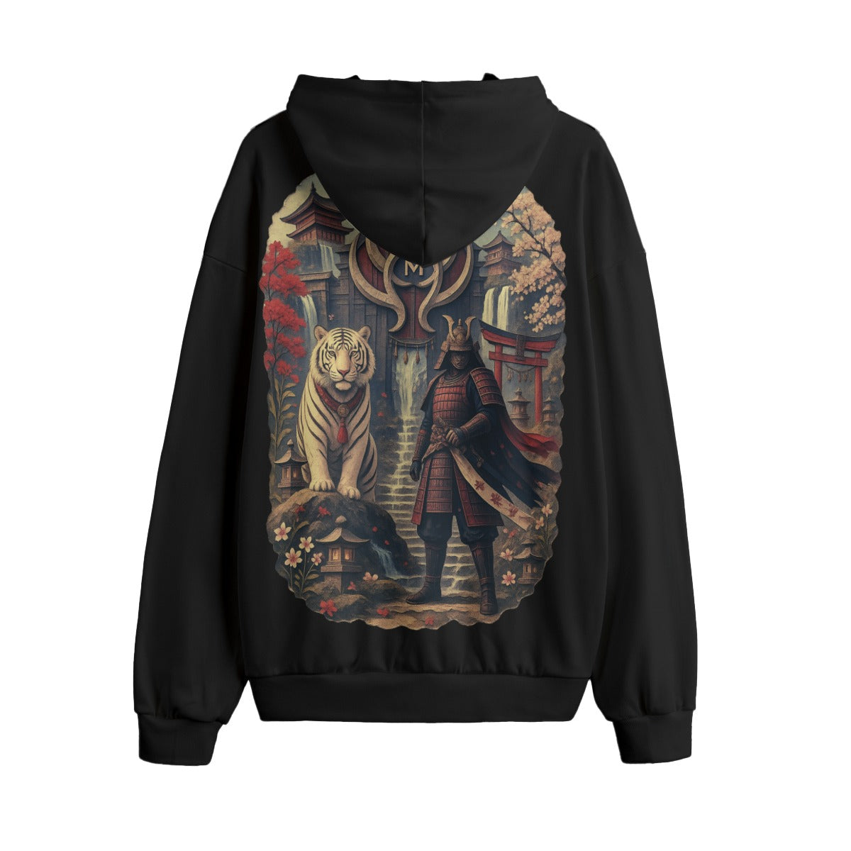 LKWP White Tiger Samurai Temple Hacci Fleece Hoodie – Life Knowledge Wisdom Power