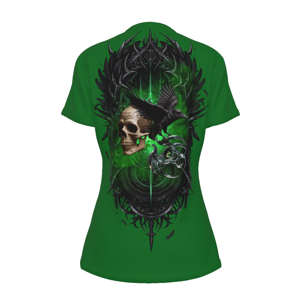 Emerald Omen Skull and Crow LKWP Women’s Cotton T-Shirt