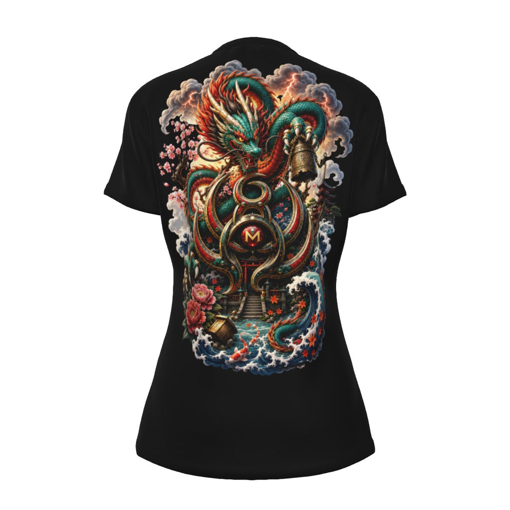 LKWP Japanese Dragon Temple Women’s Cotton T-Shirt – Life Knowledge Wisdom Power
