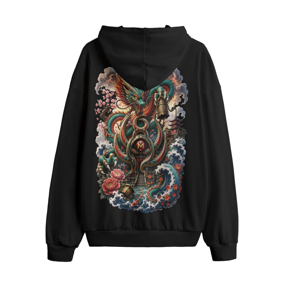 LKWP Japanese Dragon Temple Hacci Fleece Hoodie – Life Knowledge Wisdom Power