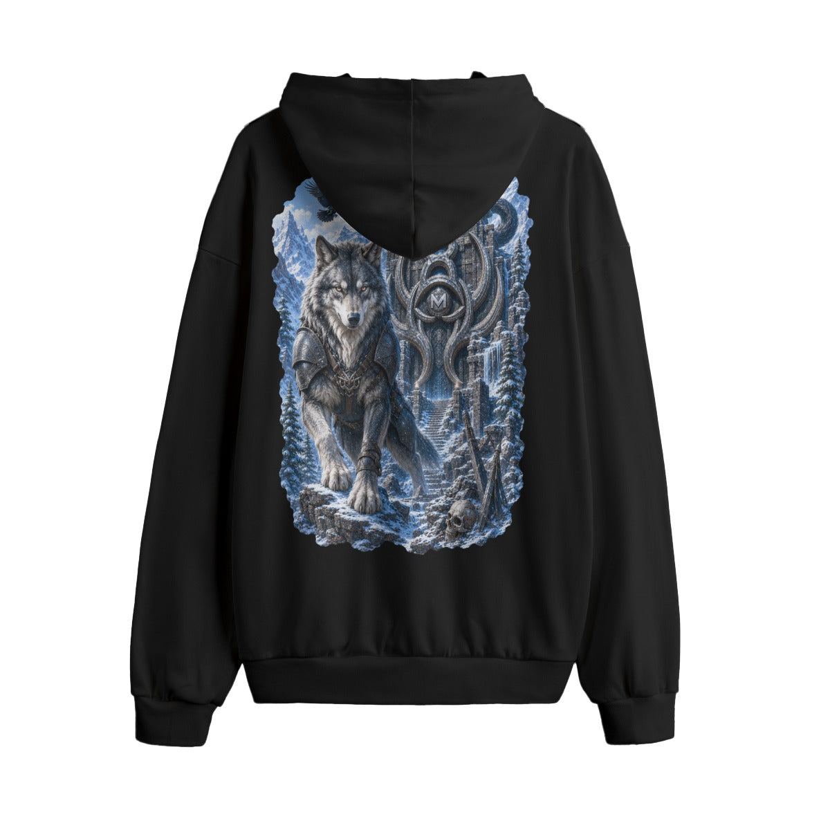 LKWP Frost Wolf Mountain Temple Hacci Fleece Hoodie – Life Knowledge Wisdom Power